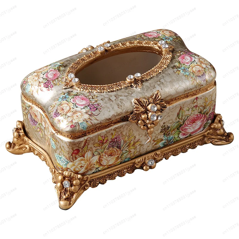 

European retro luxury tissue box ornament beautiful creative pumping carton ornament gift