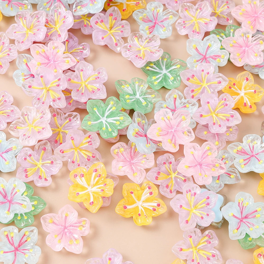 Leslie 15 Stück süße neue Harzblüten-Mini-Blume mit flacher Rückseite, Cabochon, Sammelalbum, Kawaii, DIY-Verzierungen, Zubehör – Detail 3