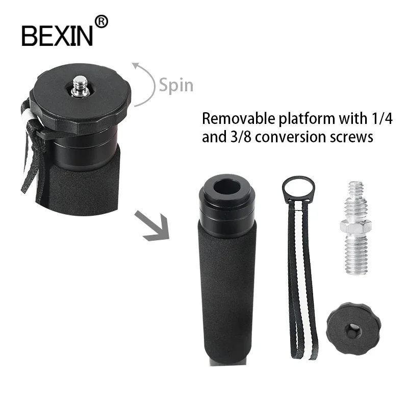 BEXIN P285A Professional Aluminum alloy Portable Travel Monopod Bracket Can Stand withTripod Ballhead for Digital DSLR Camera