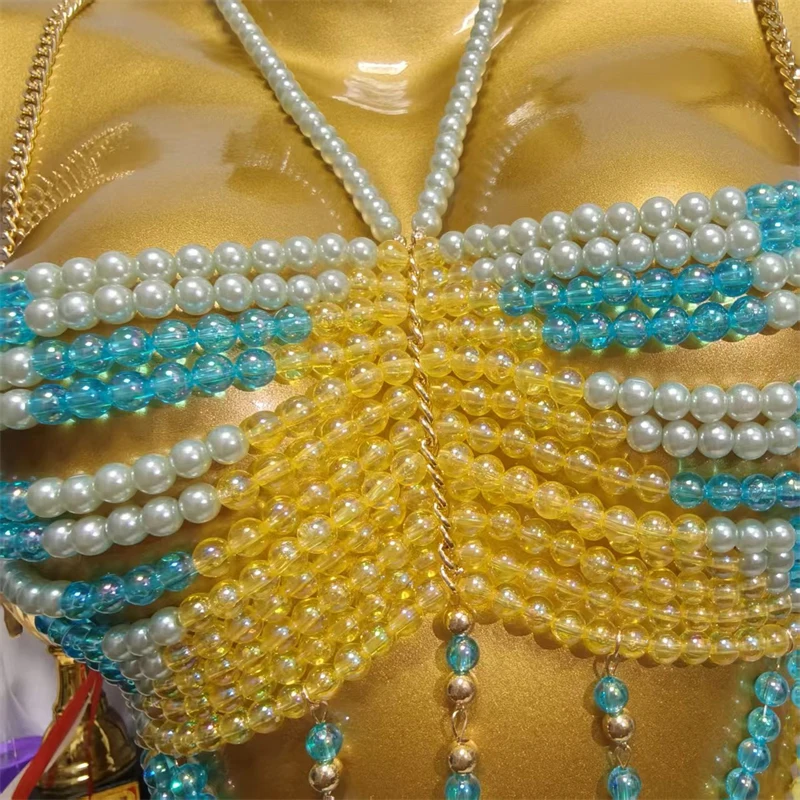Damen-Tanktops Bunte Perlen-Quasten-Körperkette Strass Sexy Mehrlagiges Perlen-Y2K-Top Nachtclub-Party Kleidung+Damenmode 2026 – Detail 6