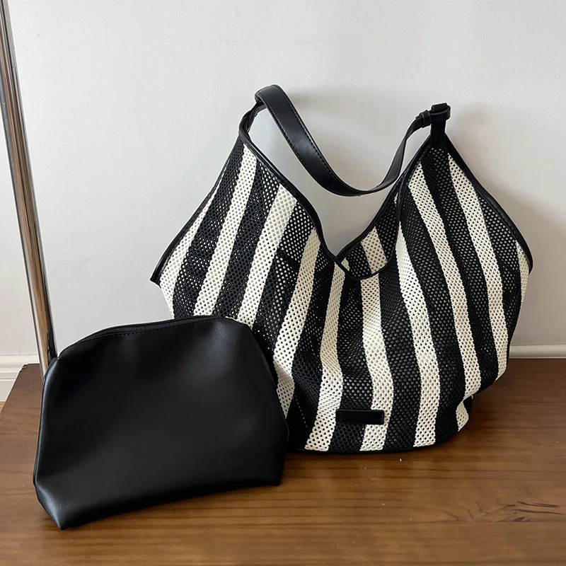 

Fly-Knit Slouchy Shoulder Bag - Convertible Tote & Underarm Purse with Detachable Pouch for Work to Weekend