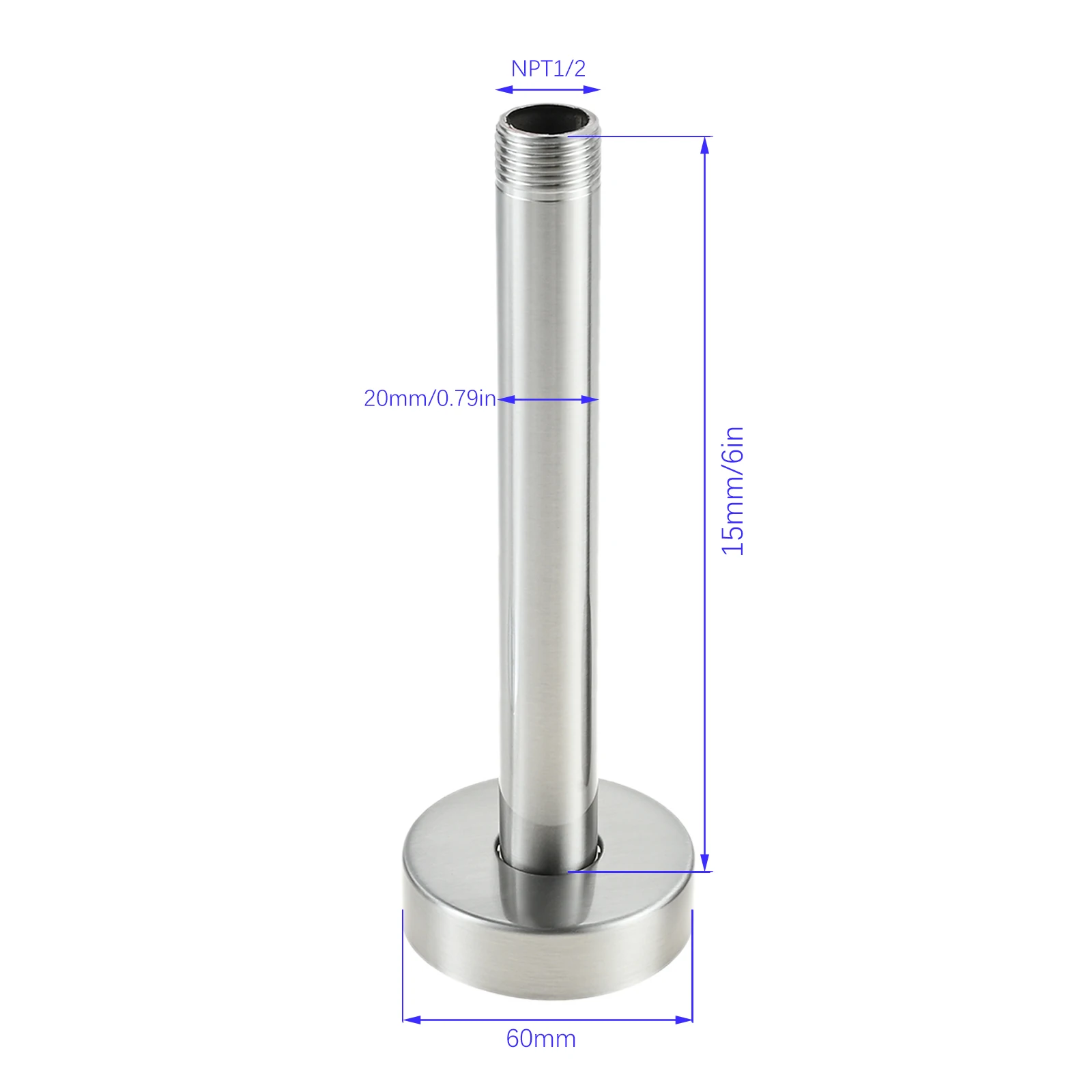 1pc Shower Arm Tube 6 Inch Straight Ceiling Mounted Shower Arm Stainless Steel Round Top Shower Arm 3 Types Black