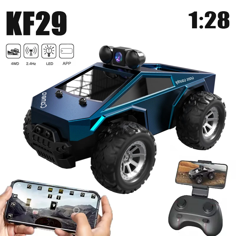 1:28 Rc Car with Fpv Camera Wifi Real-Time Transmission Kf29 High-Speed Off-Road Vehicle Rc Climbing Truck Children Xmas Gifts