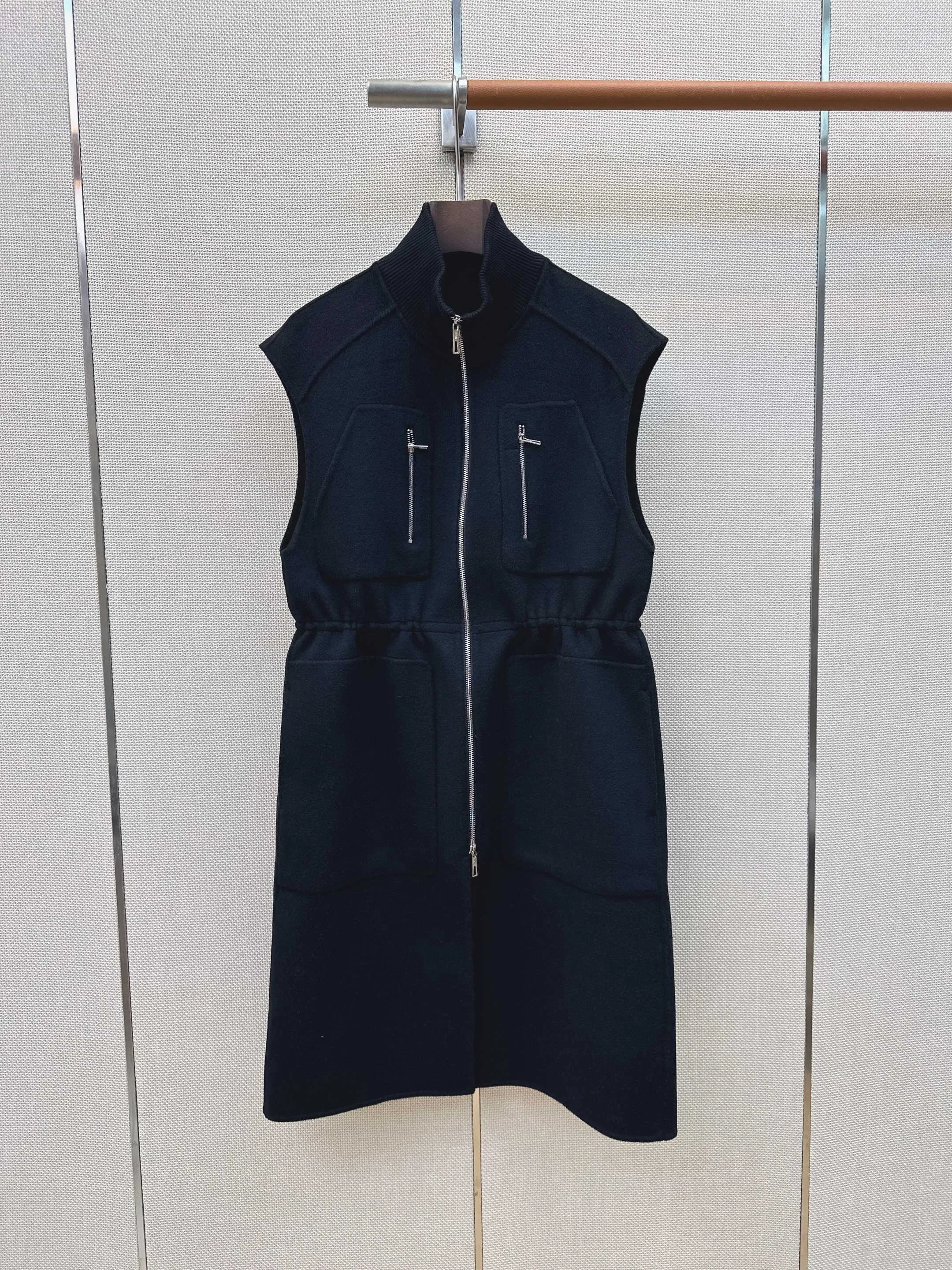 2026 Autumn Winter Women Old Money Style Long Drawstring Double‑faced Wool Vest, Handmade Wool Cashmere Double‑faced Fabric Stif