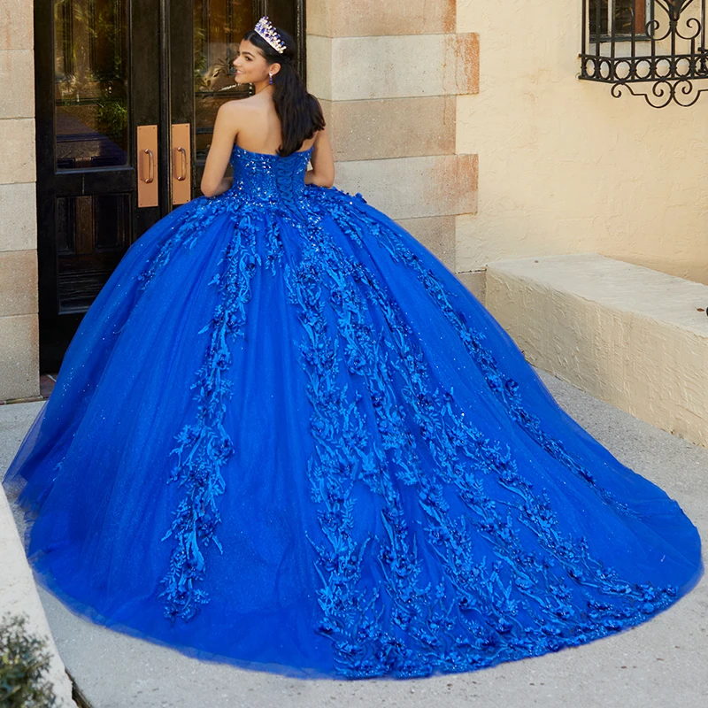 Appliques Quinceanera Dresses  Flower Sweet 15 Ball Gowns Lace Beaded Luxuy Girls Birthday Evening Formal Party Celebrity Women