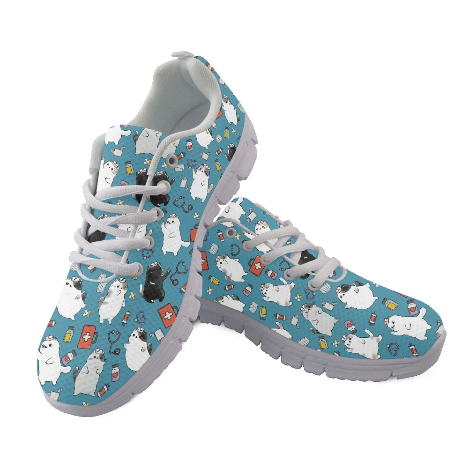 Coloranimal Medical Elements Lace up Running Shoes for Both Men Women, Mesh EVA Sole Lightweight Athletic Shoes New Collection