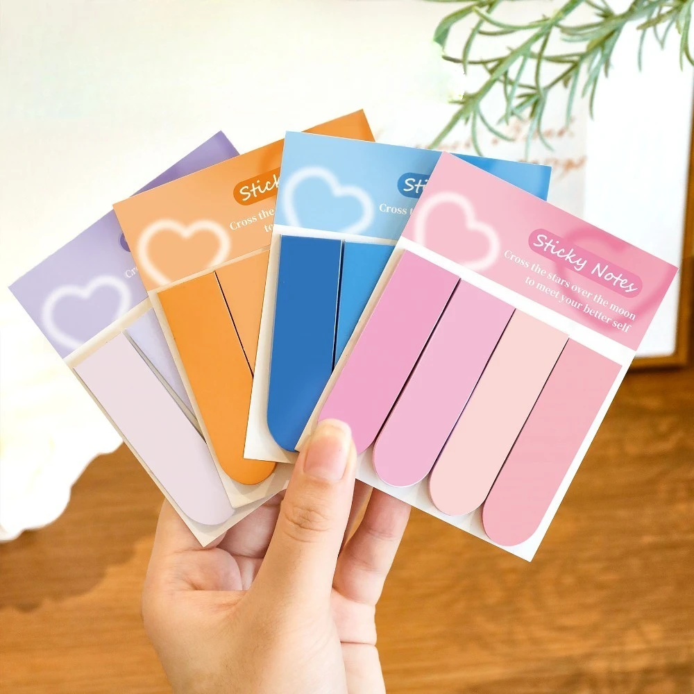 1/4/8/12pcs Gradient Color Sticky Note Students' Simple Mark Index Stickers Stationery Lovely Message Memo Pad