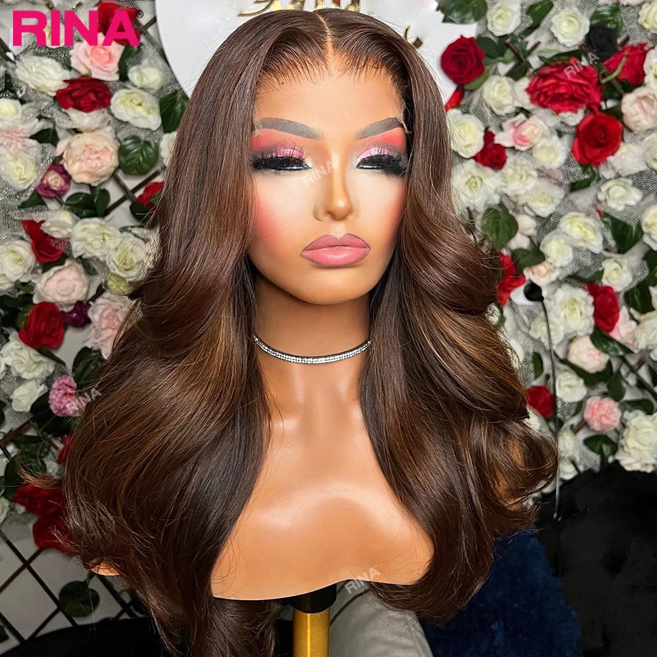 

Dark Brown ColorTransparent Lace 13x4 Lace Frontal Wig Big Sale 100% Colored Body Wave Human Hair Wigs Preplucked Lace Front Wig