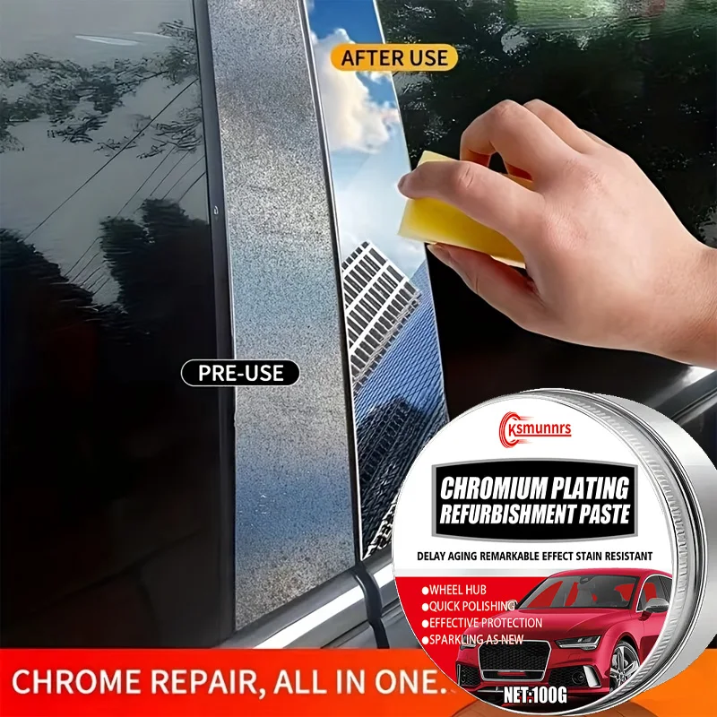 Pasta Cromante per Esterni Auto - Ripara, Rinnova e Rimuove l'Ossidazione per Tutte le Parti Cromate dell'Auto