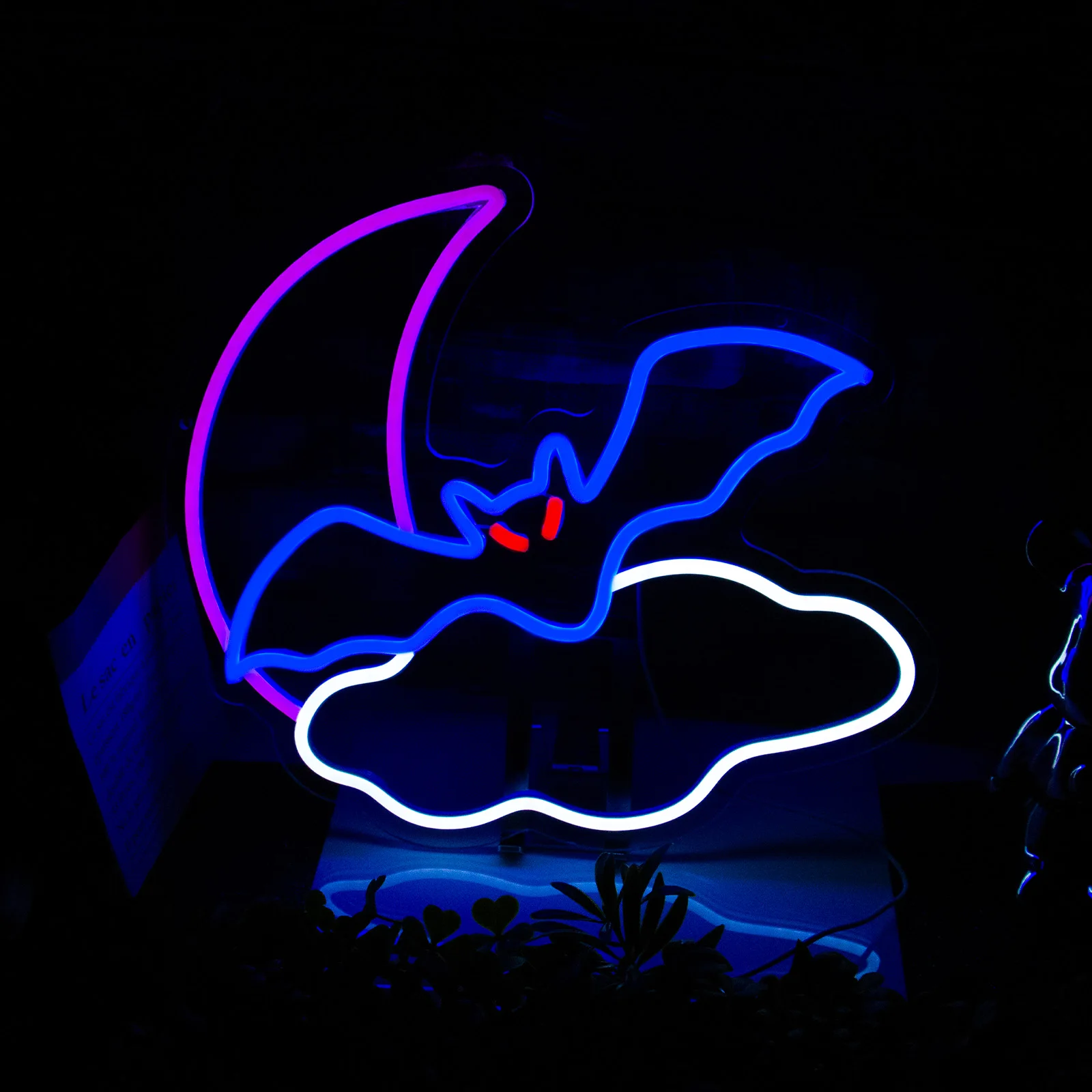 

Bat Neon Signs Halloween Led Sign Moon Neon Light Sign Word Neon Light Sign Party Birthdad Bedroom Spooky Bat Holiday Wall Decor