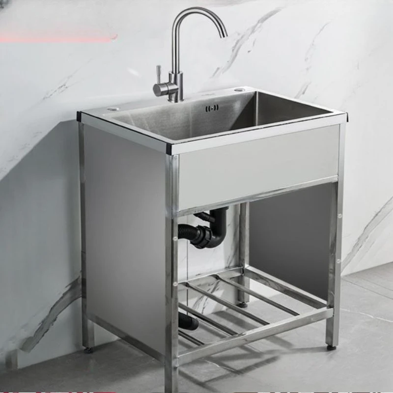 Kitchen stainless steel  single sink with bracket vegetable basin sink large  thickened large