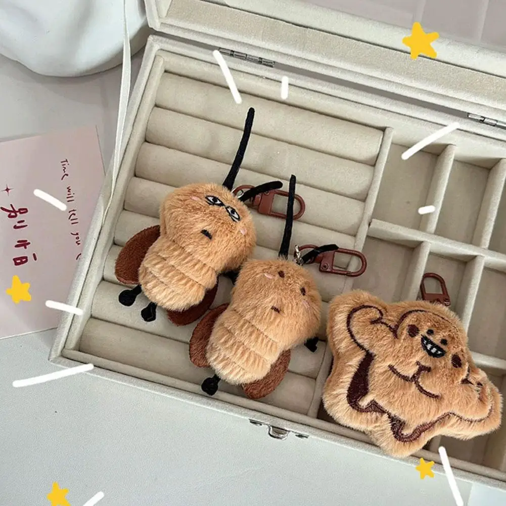 Funny Cockroach Plush Keychain Cute Doll Pendant for Backpacks Bags Creative Plush Toy Hanging Ornament for Girls Boys