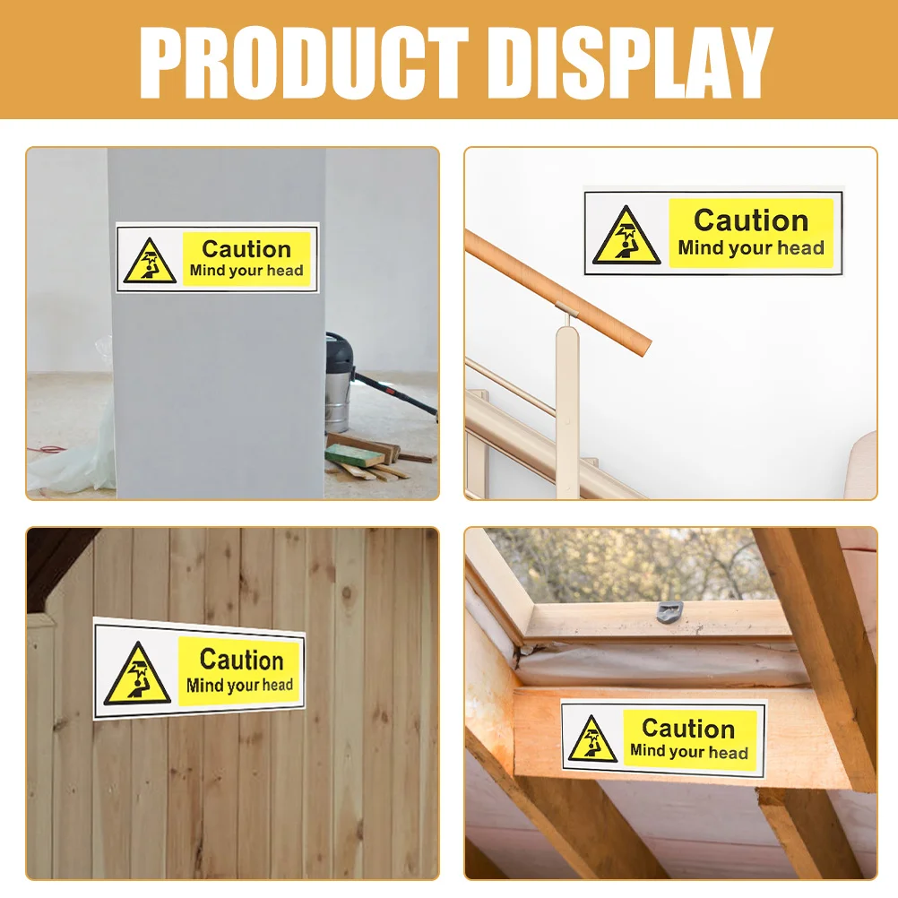 2 قطعة علامة السلامة مشاهدة رأسك البلاستيكية تحذير ملصق ذاتية اللصق للسقف المنخفض مكان العمل الحذر ملصق السلامة المرورية