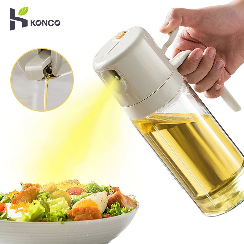 

2in1 Glass Oil Spray Bottle 550ML Olive Oil Dispenser Kitchen BBQ Cooking Spray Mister for Salad Oil Sprayer Bottle Kitchen Tool