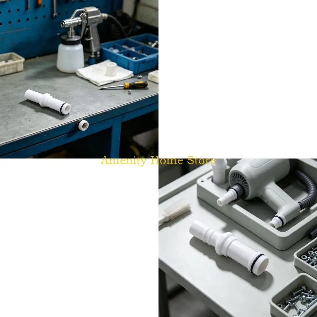 F26C Powder Coating Machine Replacement Insert Injector, PTFE Component with Smooth Inner Wall, Stepped Cylindrical Profile