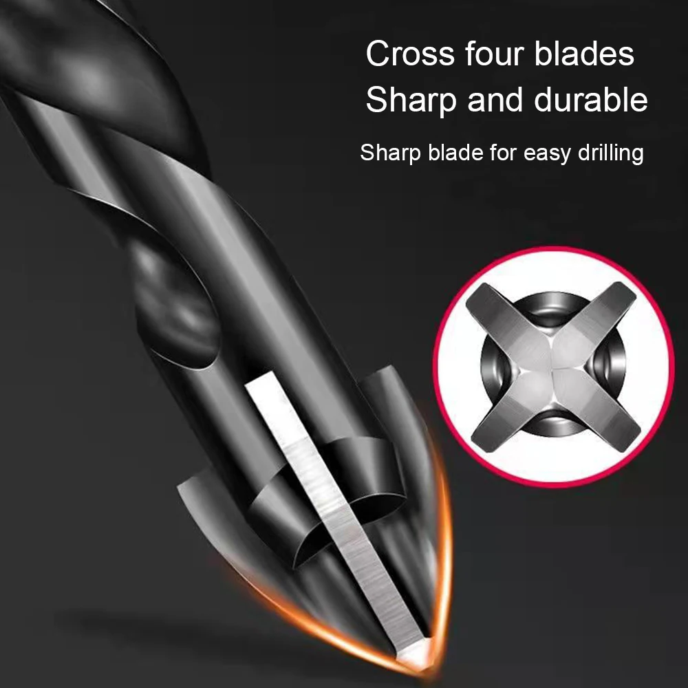 10Pcs Four Blade Cross Overlord Drill 6.35mm Hex Handle Alloy Multi-Function Electric Drill Drilling Fried Dough Twists Drill