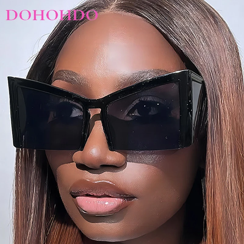 

DOHOHDO Oversized Cat Eye Sunglasses Women Trends Luxury Brand Designer Semi Rimless Sun Glasses Men Y2k Shades Eyewear UV400