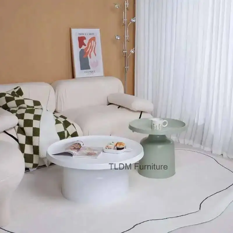 

Living Tables Creative Apartment Metal Nordic Coffee Room Furniture Iron Small Round Desk Combination Simple Sofa Side Table