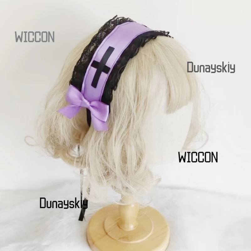 عصابة رأس لوليتا KC القوطية - قطعة شعر من الدانتيل للخادمة/الهالوين التنكرية/عيد الميلاد/أوكتوبرفيست/عيد الفصح