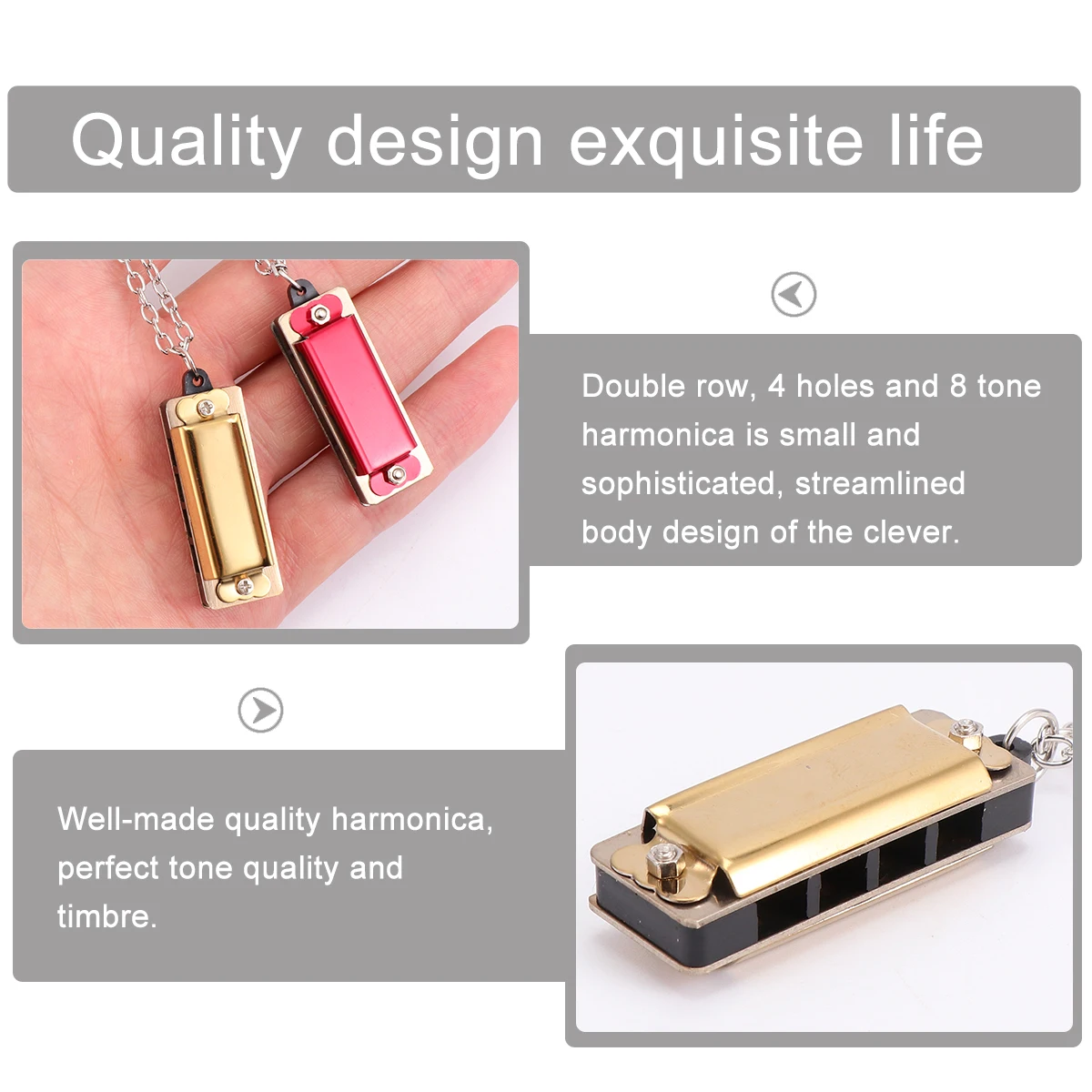 

2pcs 4 Hole Harmonica Instrument Small Size for Beginners Kids Music Toys Durable Promote Abilities Christmas Present