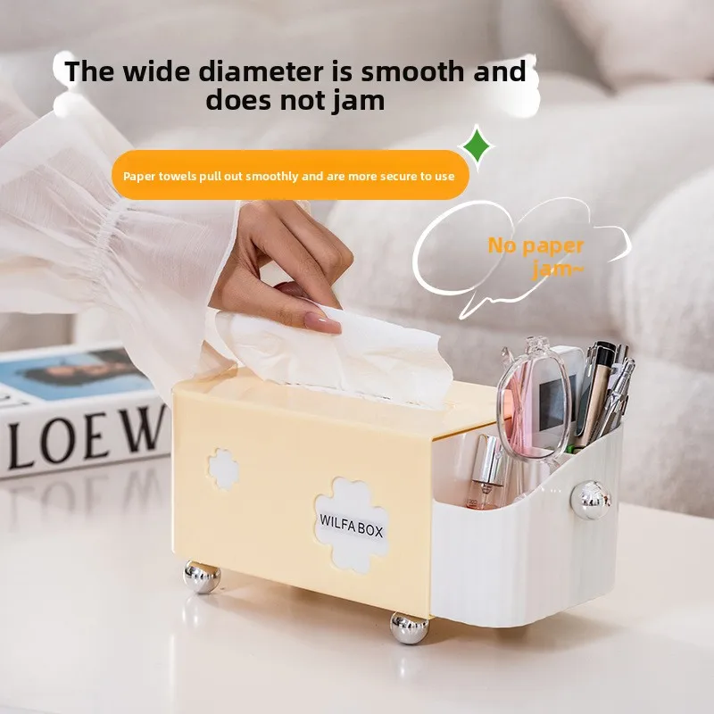 

Cream Style Desktop Tissue Box Holder Creative Living Room High-end Luxury Bedroom Coffee Table Napkin Storage Organizer