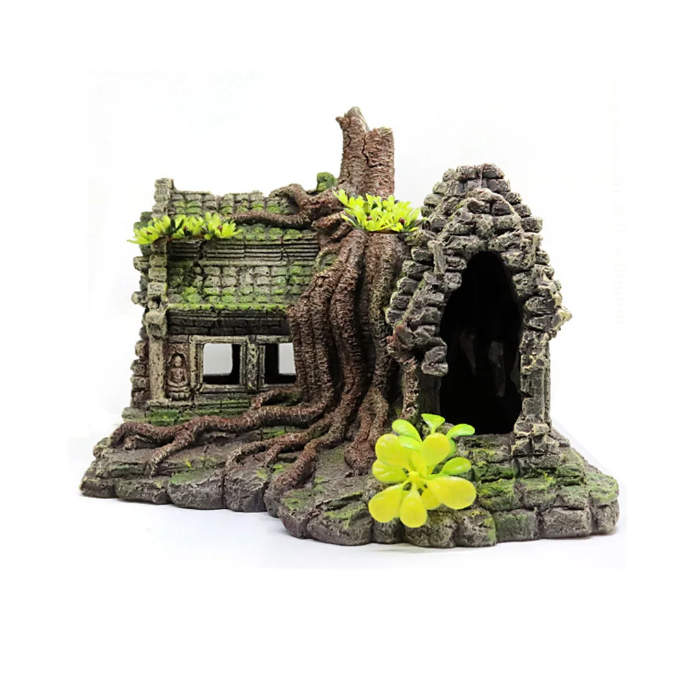 

1Pcs House Wreckage Resin Crafts Creative Desktop Adornments for Aquarium Fish Tank Freshwater Saltwater Decorations