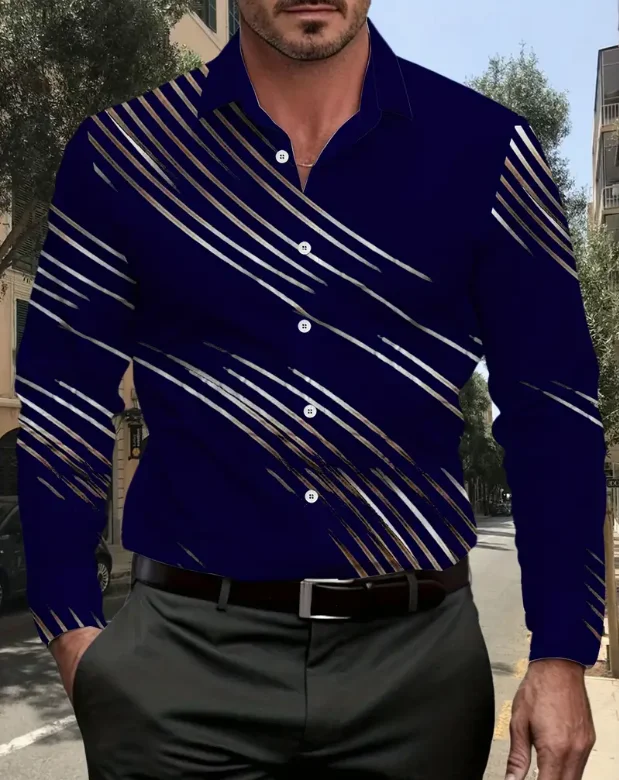 Men's Retro Plaid Print Long Sleeve Shirt Fashion Design Luxury Long Sleeve Top Men's Four Seasons Button Lapel Shirt
