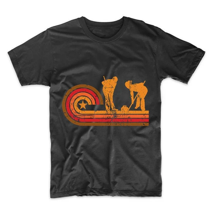 Curling T Shirt Retro Style Curlers Silhouette By Really Awesome