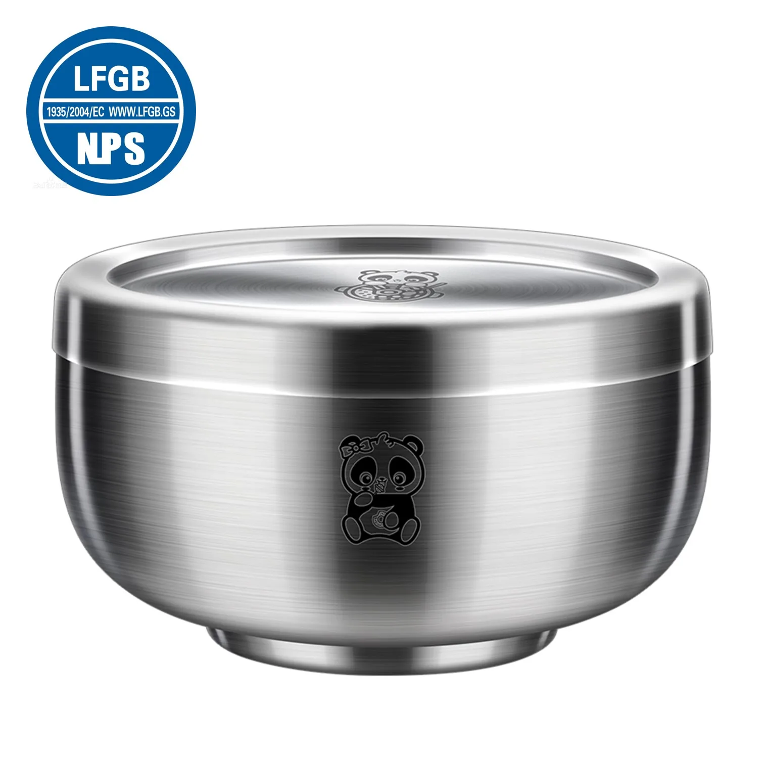 

LFGB Certificated 316L Stainless Steel Bowl with Cover Cute Panda 99.9% Anti-bacterial Warm Keeping Food Container for Dining