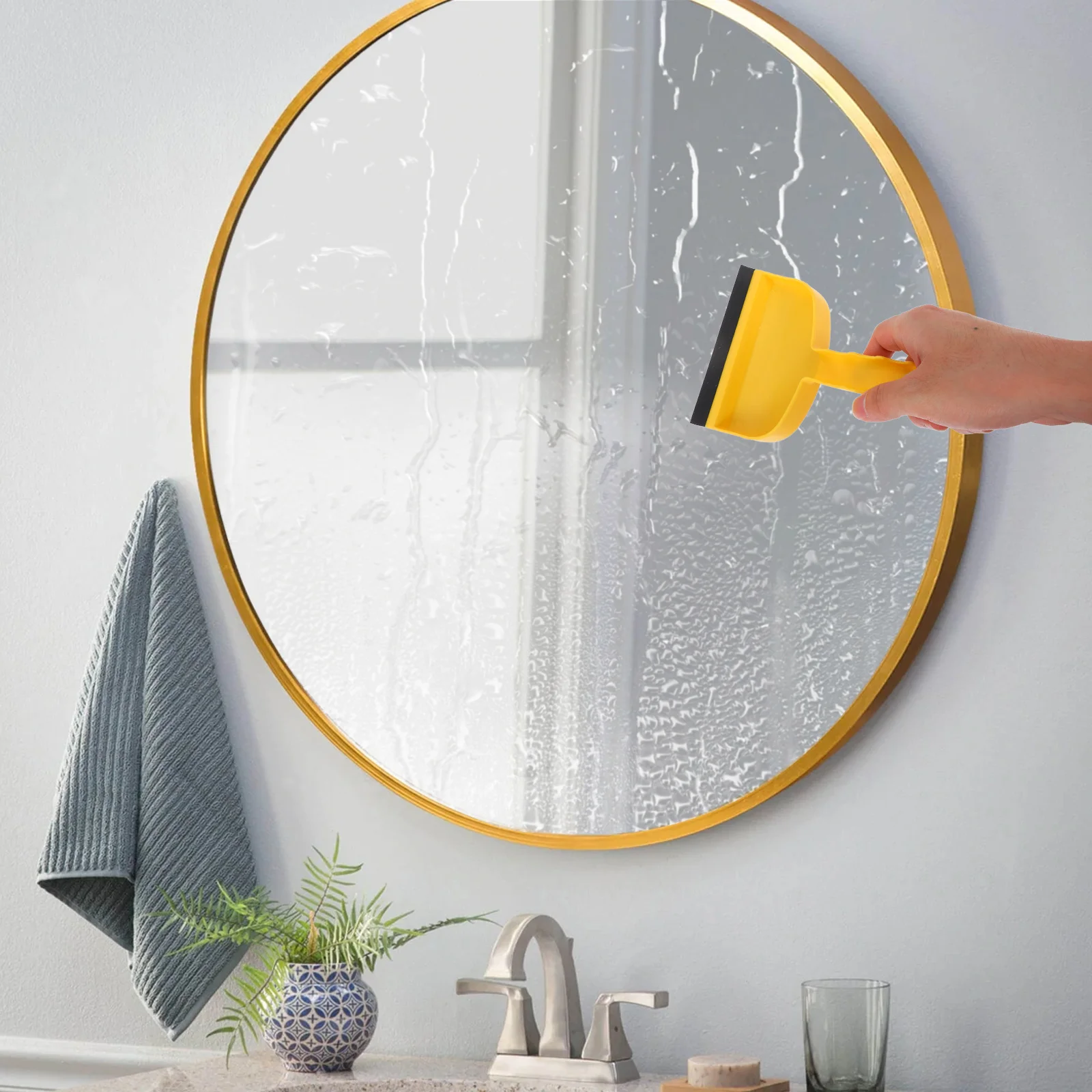 

Silicone Bathroom Squeegee for Mirror and Glass Door Anti-Fog Water Remover Scraper Compact Shower Window Cleaning Tool