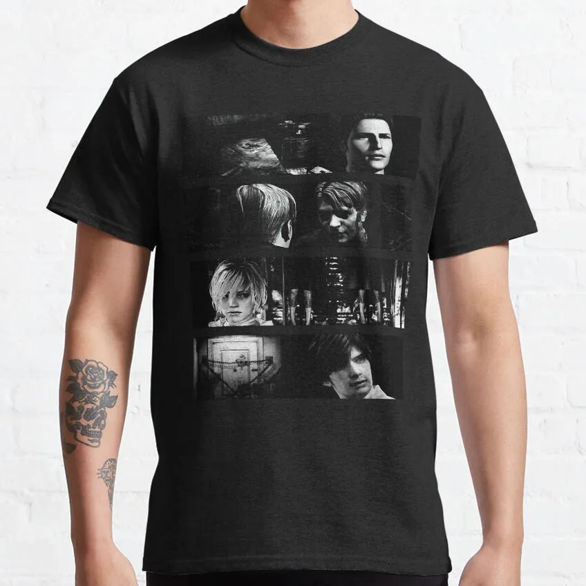 

Vintage scary Call of Silent Hill James & Mary Horror Movie Game graphic t shirts Harajuku Printed large size tops 100% cotton