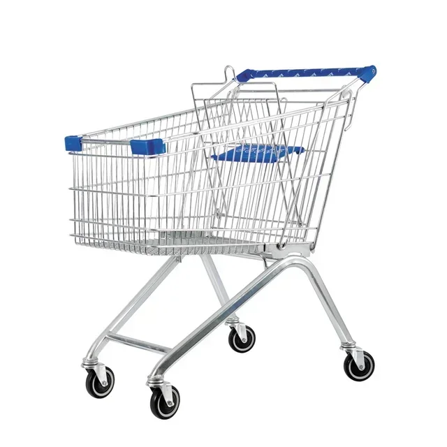 Custom Four Wheeled Market Trolley Metal Commercial Grocery Carts