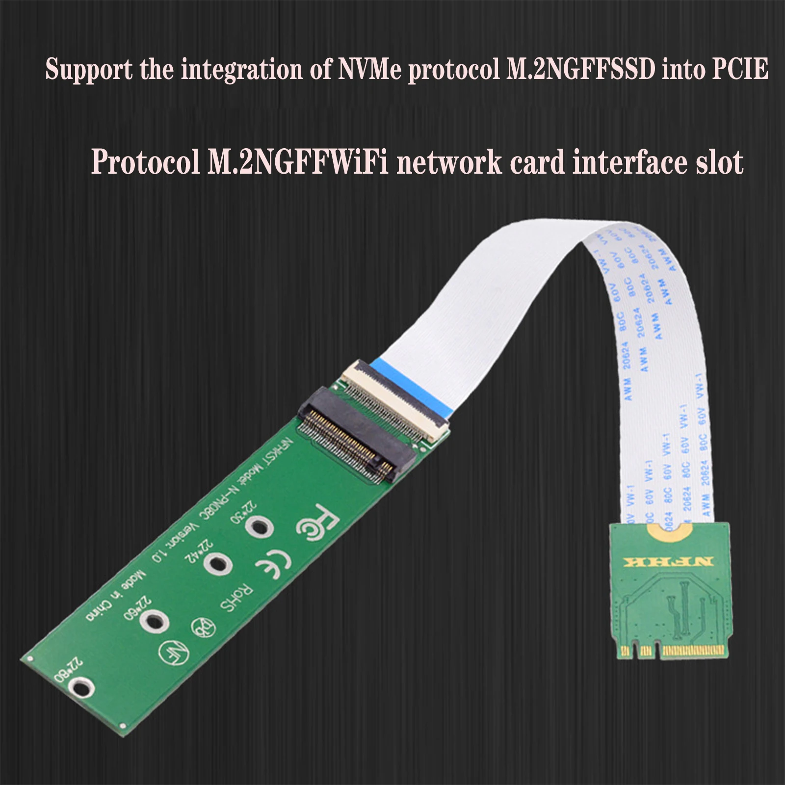 

NFHK 2230 NGFF A+E-Key Male to NVME M-Key Female Extension Cable for Laptop Mainboard SSD 2280
