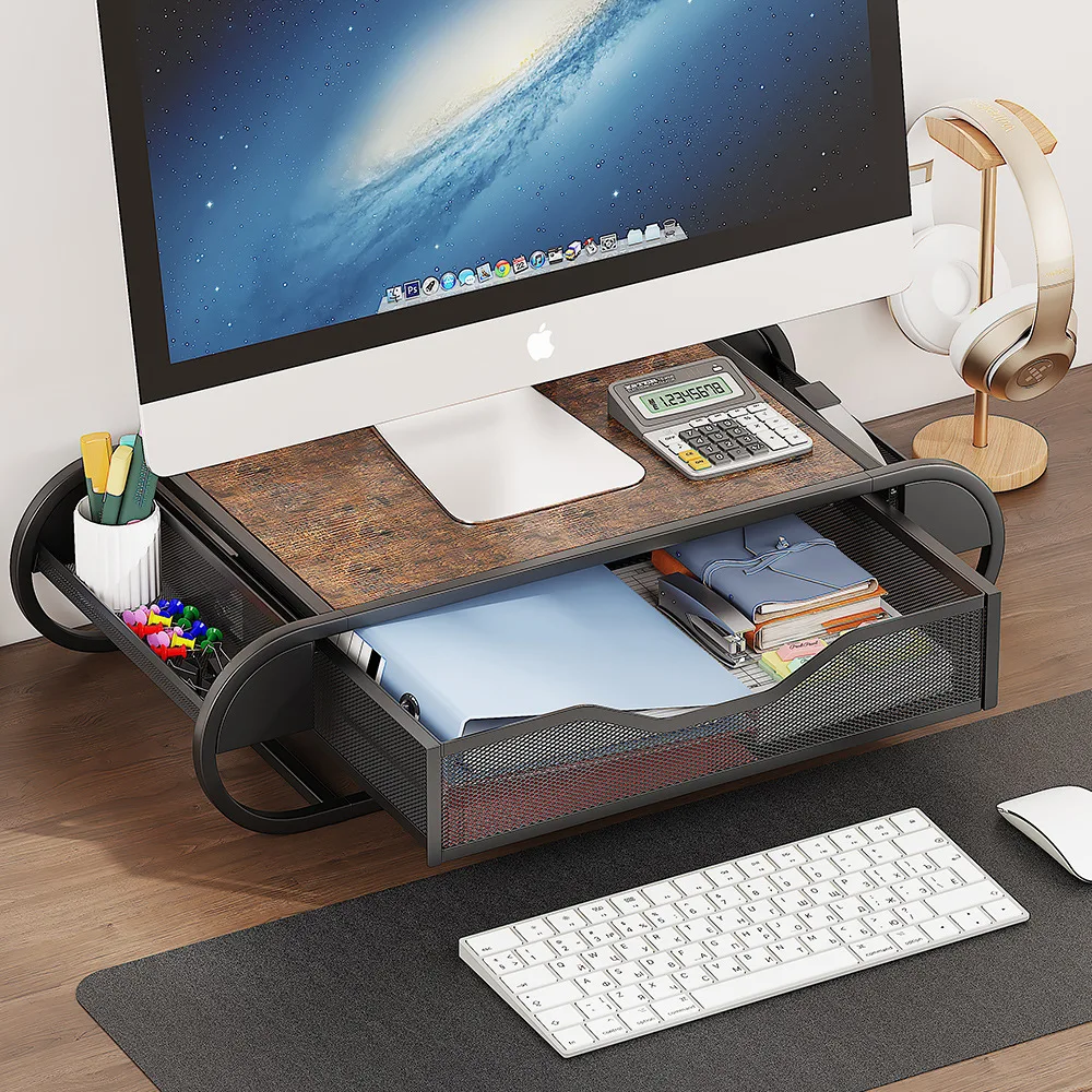 Desktop Monitor Riser Stand Computer Screen Height Booster Storage Space Home Office Study Desk