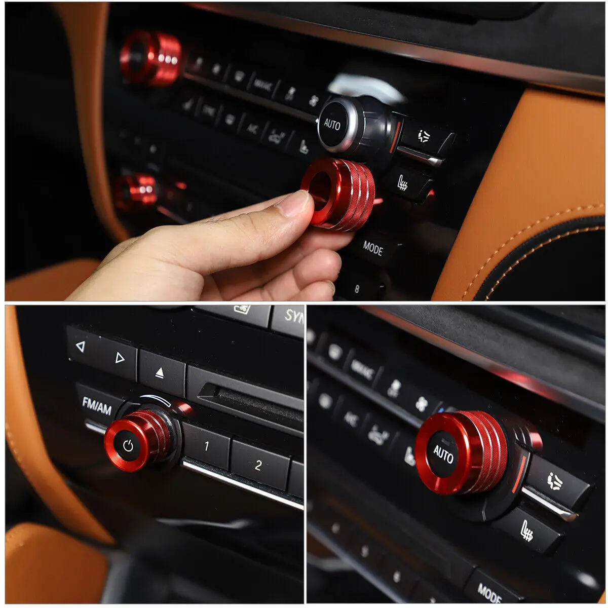 3pcs/set For BMW X3 G01 X4 G02 5 series G30 GT6 G11 Car Volume Air Conditioning Knobs Audio Control Button Knob Ring Cover Trim
