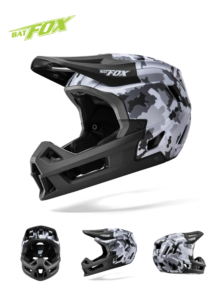 BATFOX Full Face Bike Helmet Off Road Speed Reduction Downhill Protect MTB Bicycle Helmet BMX Riding Racing Gear Cycling Helmets