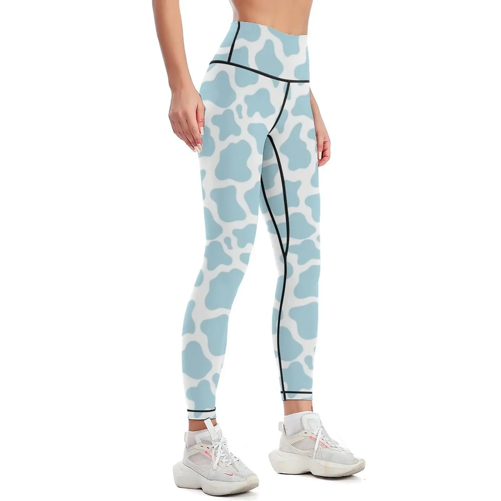 pastel blue cow print kawaii Leggings sports shirts gym Training pants Women's tights workout clothes for Womens Leggings