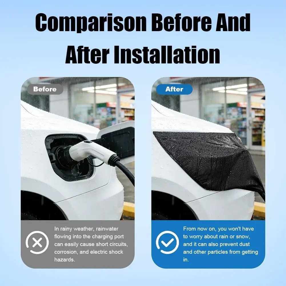 1Pcs Rechargeable Rain Cover Charger Port Cover Waterproof UV & Snow Resistant Heat Insulating For Electric Vehicle