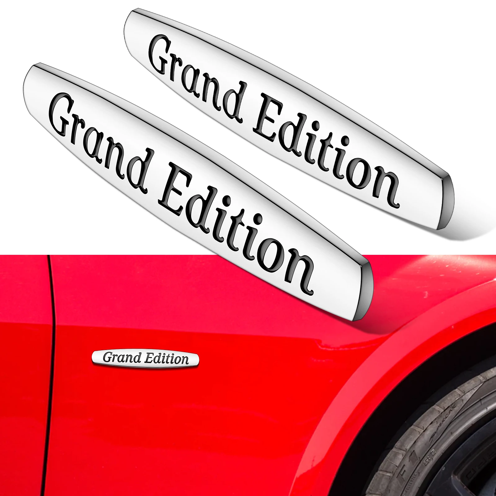 قطعتان من علامة جانبية لحاجز مرسيدس بنز الإصدار الكبير لون فضي #1