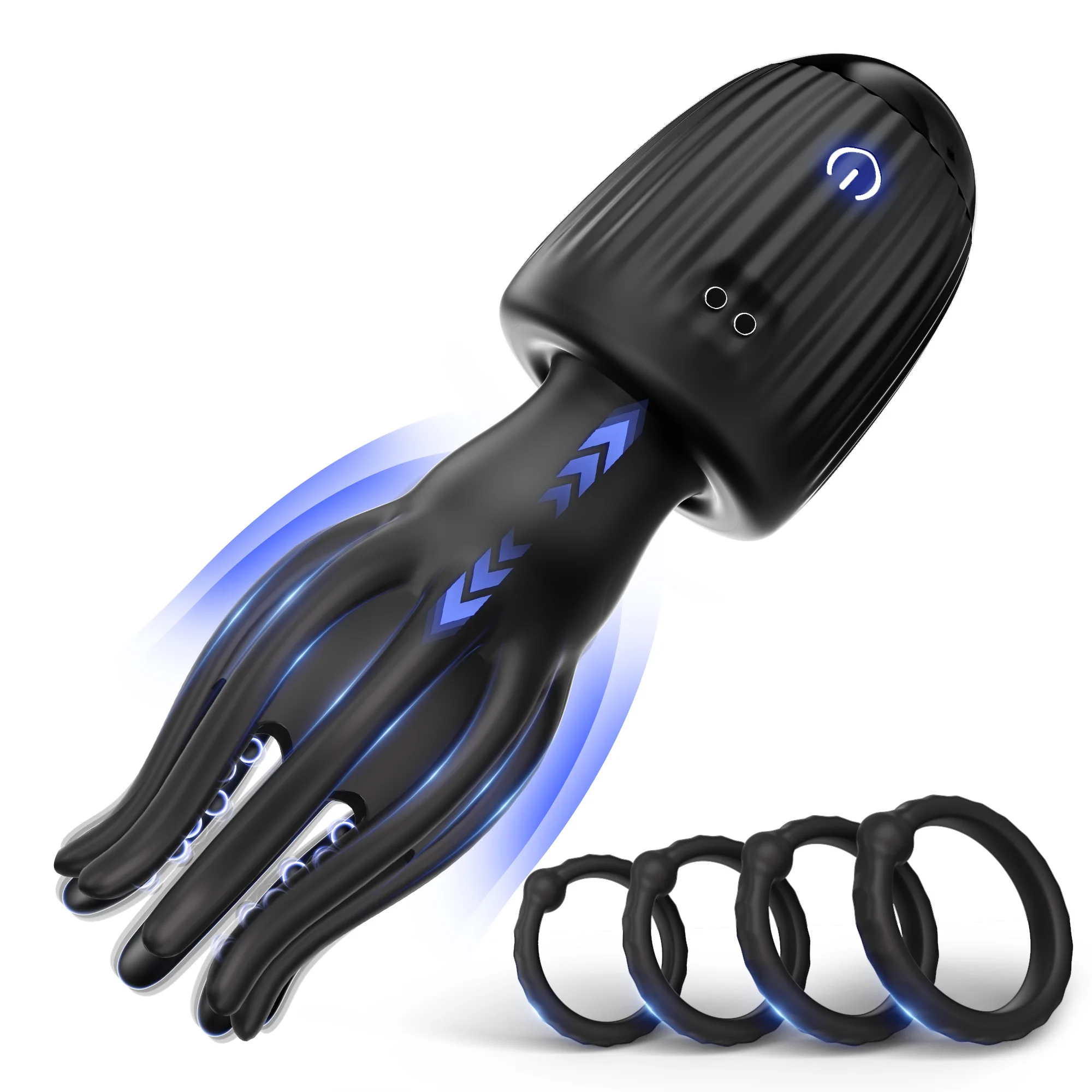 KUSHOR Thrusting Male Masturbator Penis Vibrator Glans Trainner with 4 Cock Rings Clit Nipple Stimulator Adults Sex Toys for Men