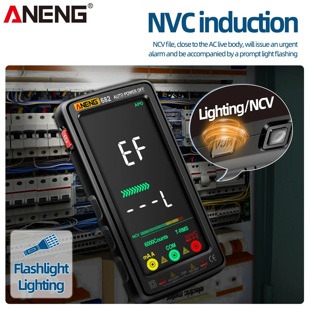 Imagem -05 - Aneng 682 Multímetro Profissional Inteligente Amperímetro ac dc Tester de Tensão Ohm Elétrico Recarregável Ferramenta Tester Diodo para Eletricista