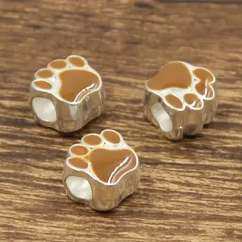 6顆11x7x11毫米狗熊貓爪5毫米大孔珠子吊墜,適合亮銀色水滴形歐式手鍊批發 10 最佳銷售 歐洲珠子 - №8