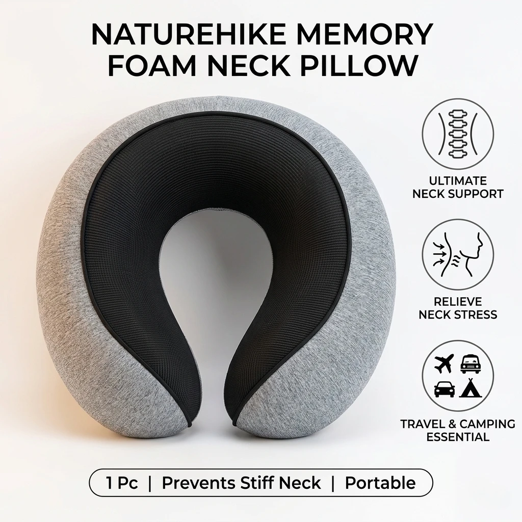 Naturehike Memory Foam U Shaped Neck Pillow Portable Travel Camping Support Relieve Neck Stress For Airplane Car Desk Naps 1 Pc