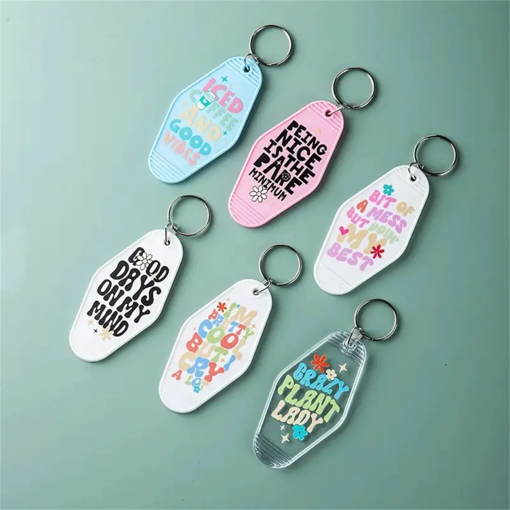 Waterproof ABS Motel Keychain 9*4.5CM Inspirational Words Hotel Key Chains Key Plate