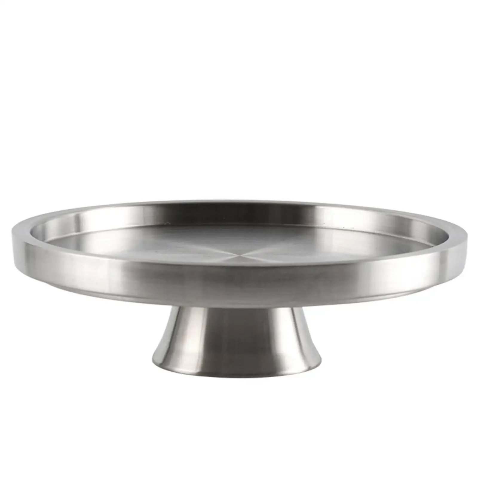 Pedestal Serving Tray Silver Round Pedestal Tray Shallow Lustrous for Hosts, Dining Table, Parties