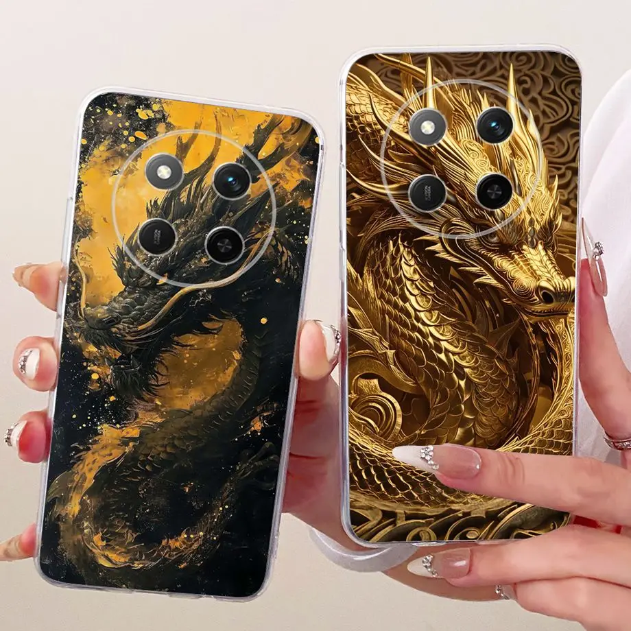 Dragon Lion Animal Printed For Honor Magic 7 Lite 7 Pro Magic7 Phone Case On Honor X9C Smart Cover Clear Silicone Butterfly Capa