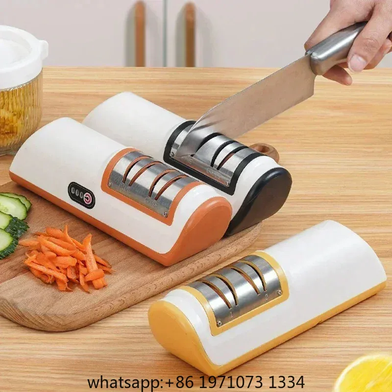 Multifunctional Non-slip Electric Knife Sharpener Automatic Professional Small Knife Sharpener Kitchen Quick Sharpening Tools