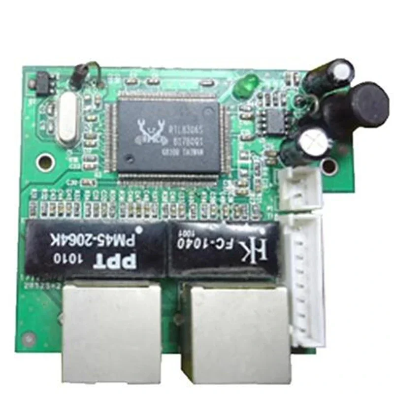 2 port ethernet network lan hub switch board two layer pcb 2 rj45 1*8pin head port factory direct mini fast 10/100mbps