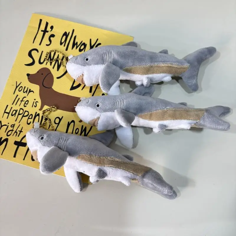 Leuke cartoon grijze haai pluche sleutelhanger mooie gevulde pop sleutelhanger tas hanger autosleutel houder hangende decoratie mooie geschenken