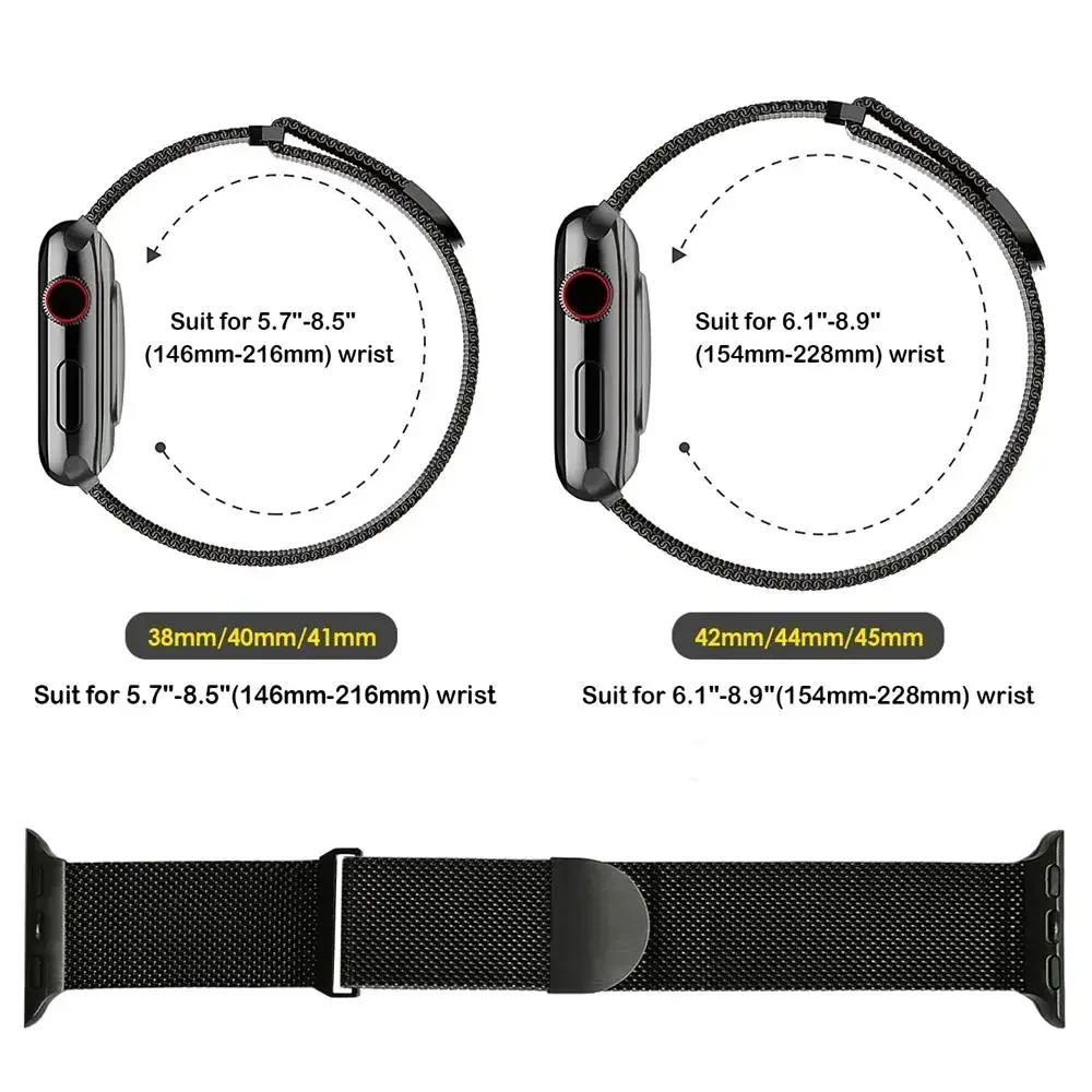 Milanese Loop Metal Strap For Apple Watch Band Ultra 49mm 10 9 8 7 45mm 41mm 42mm 46mm Magnetic Bracelet iWatch 6 5 4 SE Belt